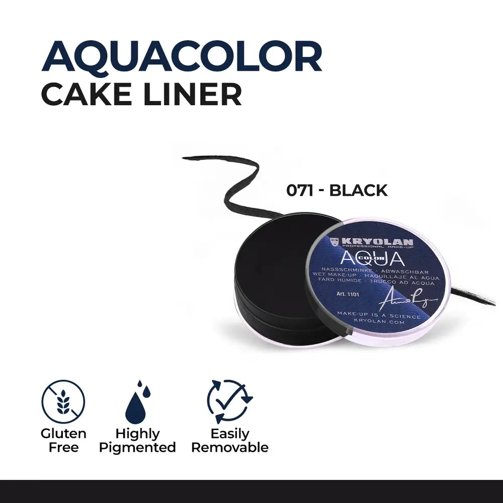 Kryolan Aquacolor Cake Liner 271 - Black | Intense & Smudge-Proof