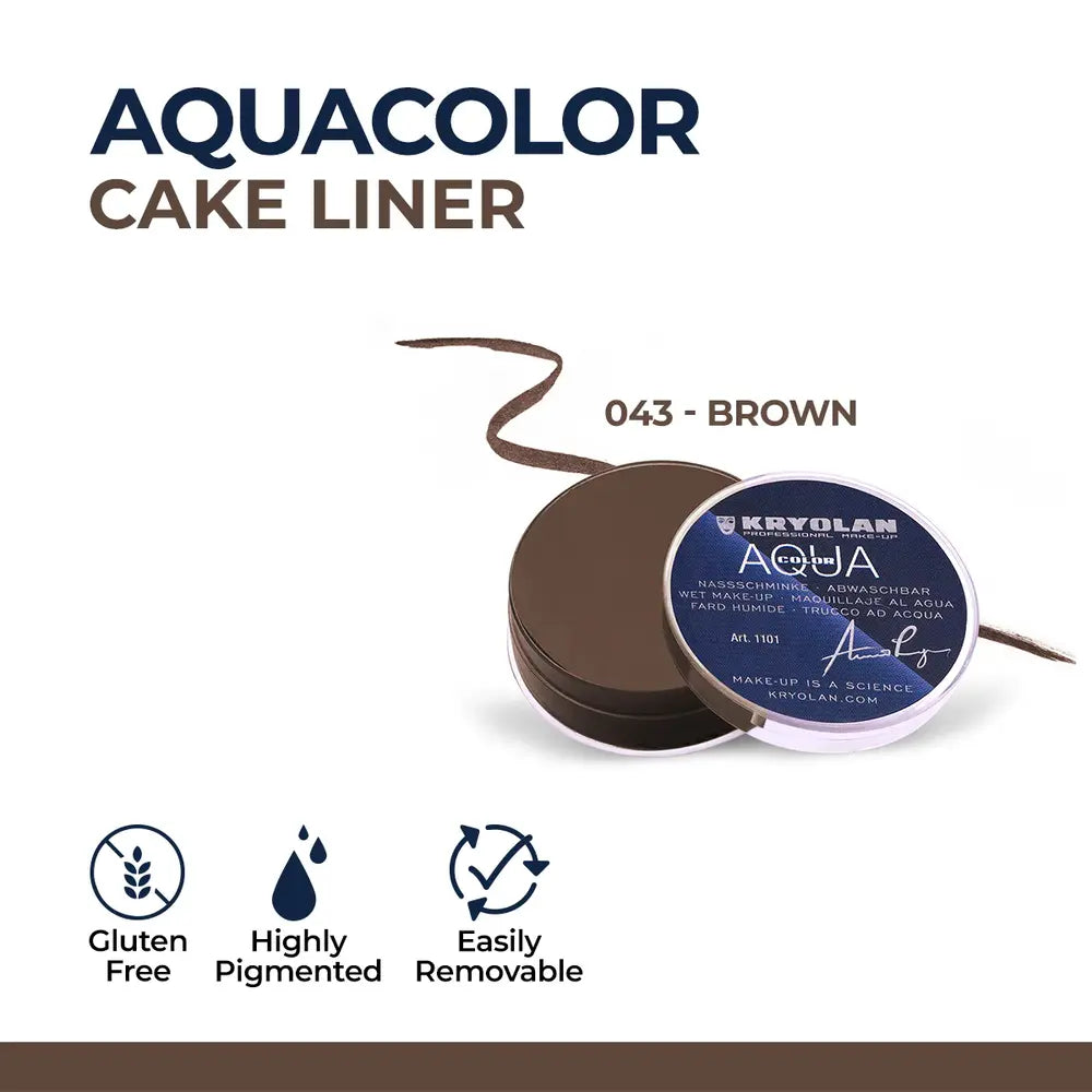 Kryolan Aquacolor Cake Liner - Brown | Smudge-Proof & Long-Lasting