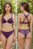 Front Open Butterfly Back Push-Up Bra Set - Purple | Luxury Desires