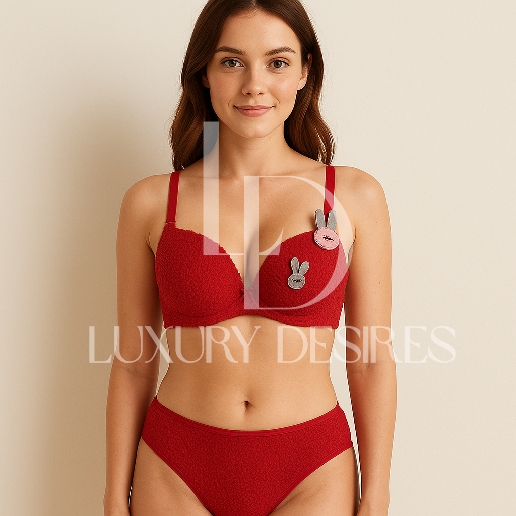 Cute Soft Plush Design Bra & Panty Set | Luxury Desires
