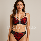 Bra Set - Cute Lace Embroidery Push-Up Lingerie - Luxury Desires