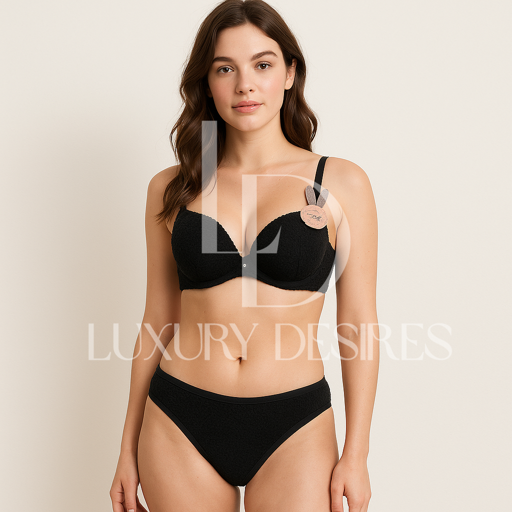 Bear Black Bra Set