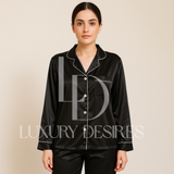Silk Pajama Set Black | Wedding Lingerie & Sleepwear - Luxury Desires