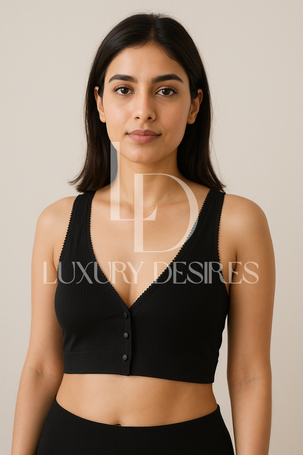 Black Front Open Cotton Bra