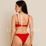 Quality Chain Straps Front Metal V Buckle Bra & Panty | Luxurydesires