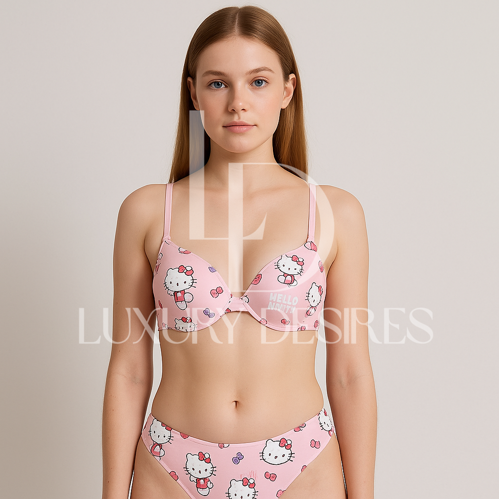 New Hello Kitty Pink Bra Set - Premium by Luxury Desires