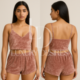 Luxury Desires Pink Sexy V-neck Gold Diamond Lingerie Set