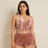 Luxury Desires Sexy V-neck Gold Diamond Lingerie Set