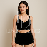 Luxury Desires Black Sexy V-neck Gold Diamond Lingerie Set