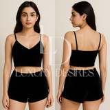 Luxury Desires Black Sexy V-neck Gold Diamond Lingerie Set