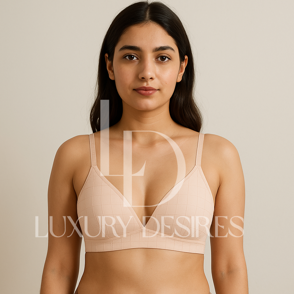 Luxury Desires Checkered Bra - Skin | High Quality & Comfortable