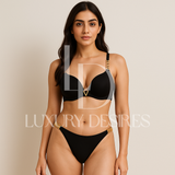 Quality Chain Straps Front Metal V Buckle Bra & Panty | Luxurydesires