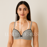 Everyday Cotton Padded Wired Bra - Grey | Luxury Desires