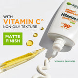 Garnier Vitamin C Super UV Matte Sunscreen SPF50+ | Oil-Free Protection - 30Ml