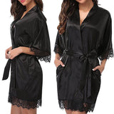 Luxury Desires Women's Plus Size Ice Silk Black Nightgown