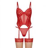 Red Floral Lace Lingerie Set - Luxury Desires Luxury Desires