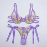 Luxury Desires – New Bright Purple Embroidery Sexy Bra Set Luxury Desires