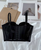 Luxury Desires Ladies Black Half Cup Padded Push-Up Camisole Top 1001