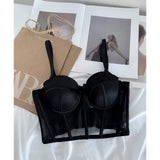 Luxury Desires Ladies Black Half Cup Padded Push-Up Camisole Top 1001