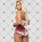 Luxury Desires Pink Sexy V-neck Gold Diamond Lingerie Set