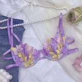 Luxury Desires – New Bright Purple Embroidery Sexy Bra Set