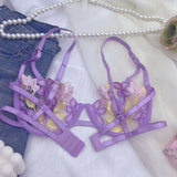 Luxury Desires – New Bright Purple Embroidery Sexy Bra Set