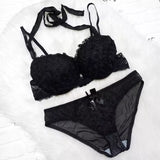 Luxury Push-Up Bra & Panty Set – Front Open Black | Luxury Desires