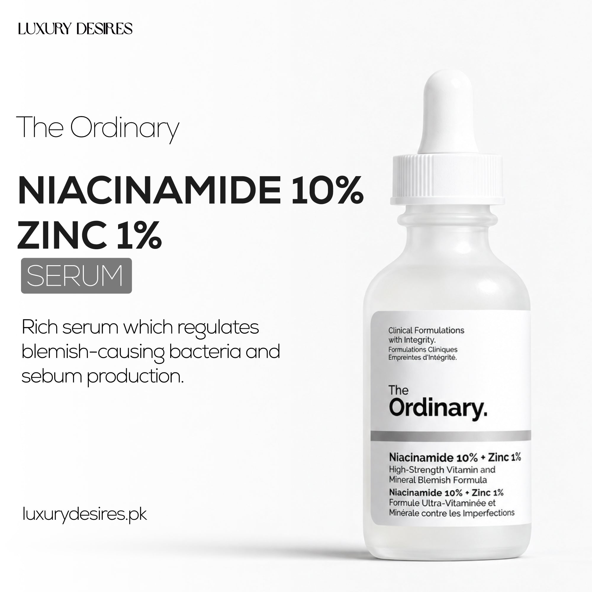 The Ordinary Niacinamide 10% + Zinc 1% Serum For All Skin Types The Ordinary