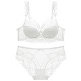 Bridal Lace White Half Cup Bra Panty Set | Luxury Desires