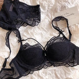 Bridal Lace Black Half Cup Bra Panty Set | Luxury Desires Luxury Desires