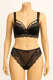 Bridal Lace Black Half Cup Bra Panty Set | Luxury Desires Luxury Desires