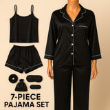 Luxury 7 pcs Silk Satin Pajama Set | Nightwear & Robe