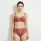 Bridal Lace Red Half Cup Bra Panty Set | Luxury Desires Luxury Desires