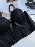 Luxury Desires Ladies Black Half Cup Padded Push-Up Camisole Top 1001