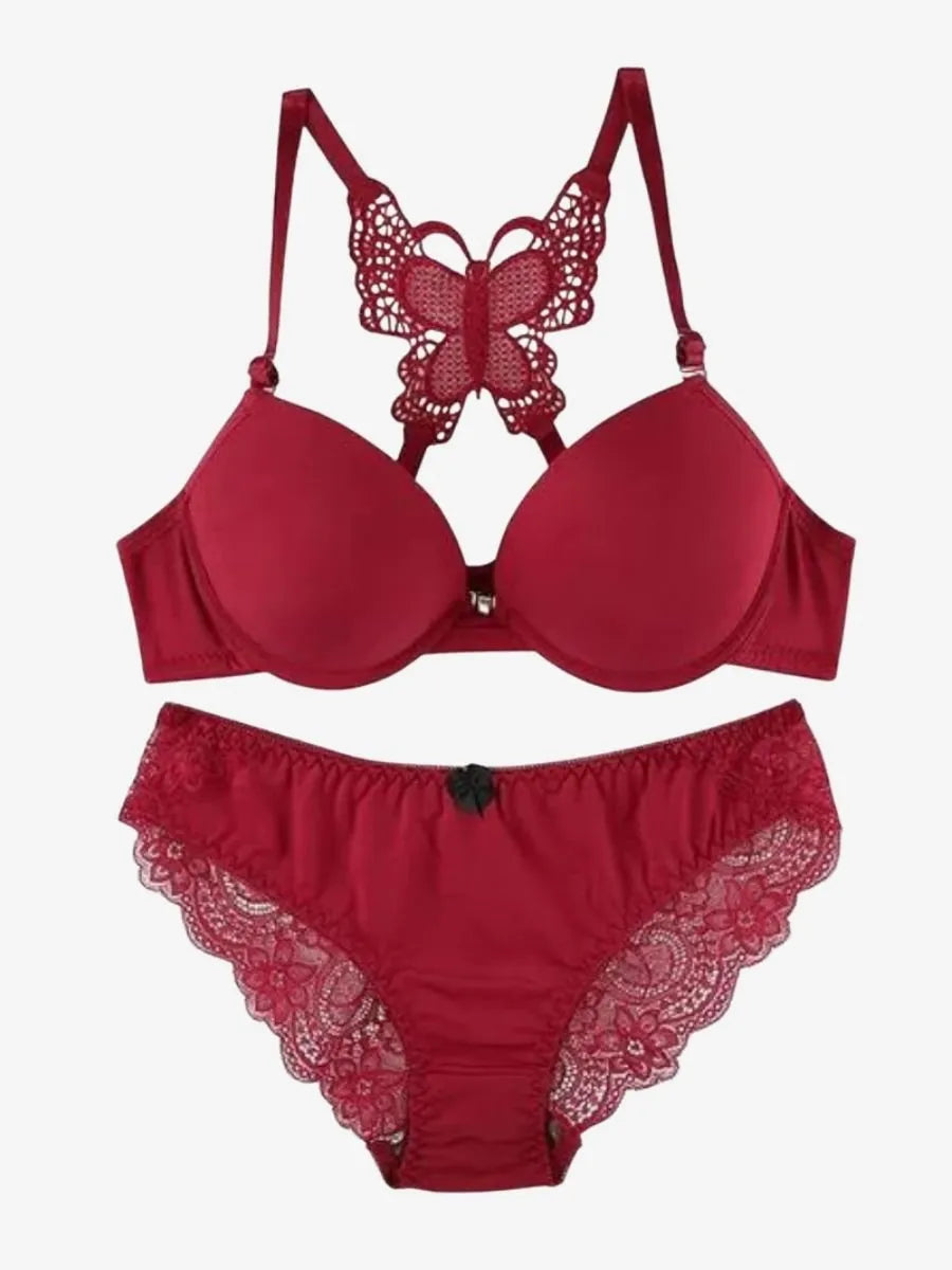 Front Open Butterfly Back Push-Up Bra Set | Luxury Desires