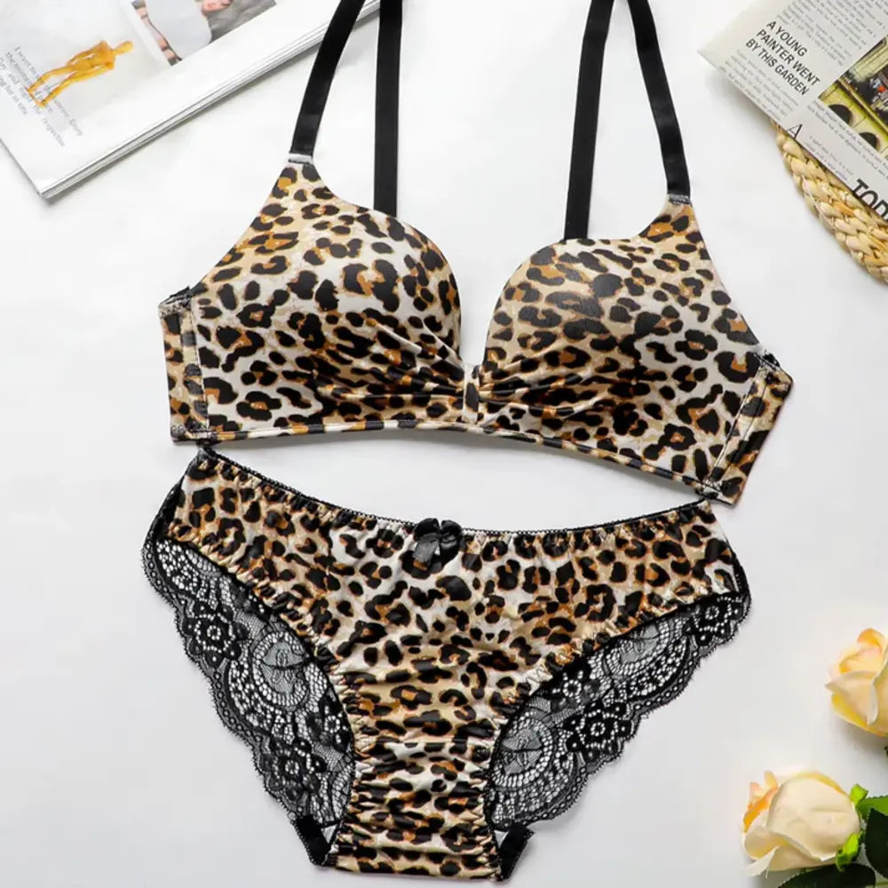 Leopard Print Lace Bra & Panty Set | Luxurydesires