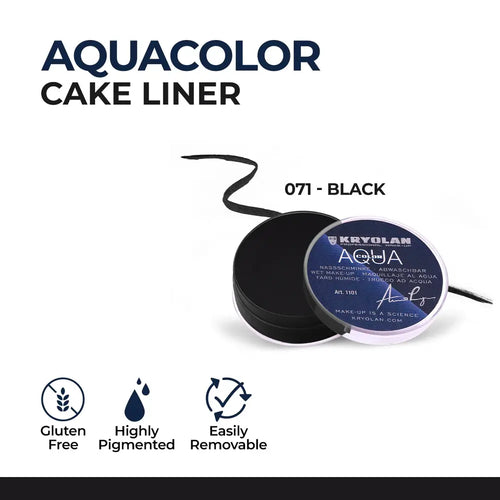 Kryolan Aquacolor Cake Liner 271 - Black | Intense & Smudge-Proof