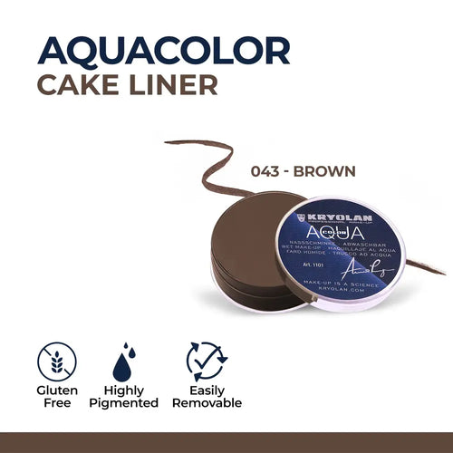 Kryolan Aquacolor Cake Liner - Brown | Smudge-Proof & Long-Lasting