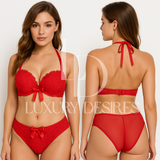 Luxury Push-Up Bra & Panty Set – Front Open - Red | Luxury Desires