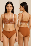 Butterfly Embroidered Adjustable Straps Full Back Bra & Panty