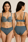 Butterfly Embroidered Adjustable Straps Full Back Bra & Panty
