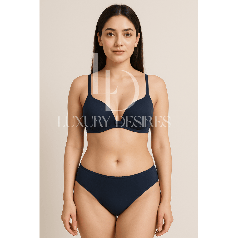 Women T-Shirt Non-Wired Padded Bra & Panty Set  | Luxury Desires