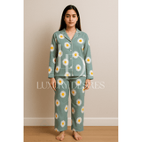 Floral Linen Pajamas Set | Sleepwear Two Pieces Set - Luxury Desires