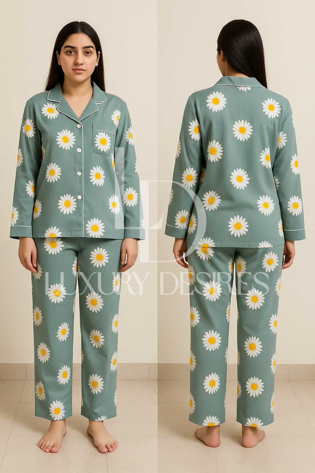 Floral Linen Pajamas Set | Sleepwear Two Pieces Set - Luxury Desires