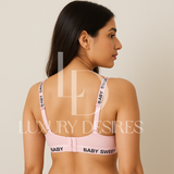 Sweet Babe Letter Strap T-Shirt Bra - Quality & Comfort - Pink