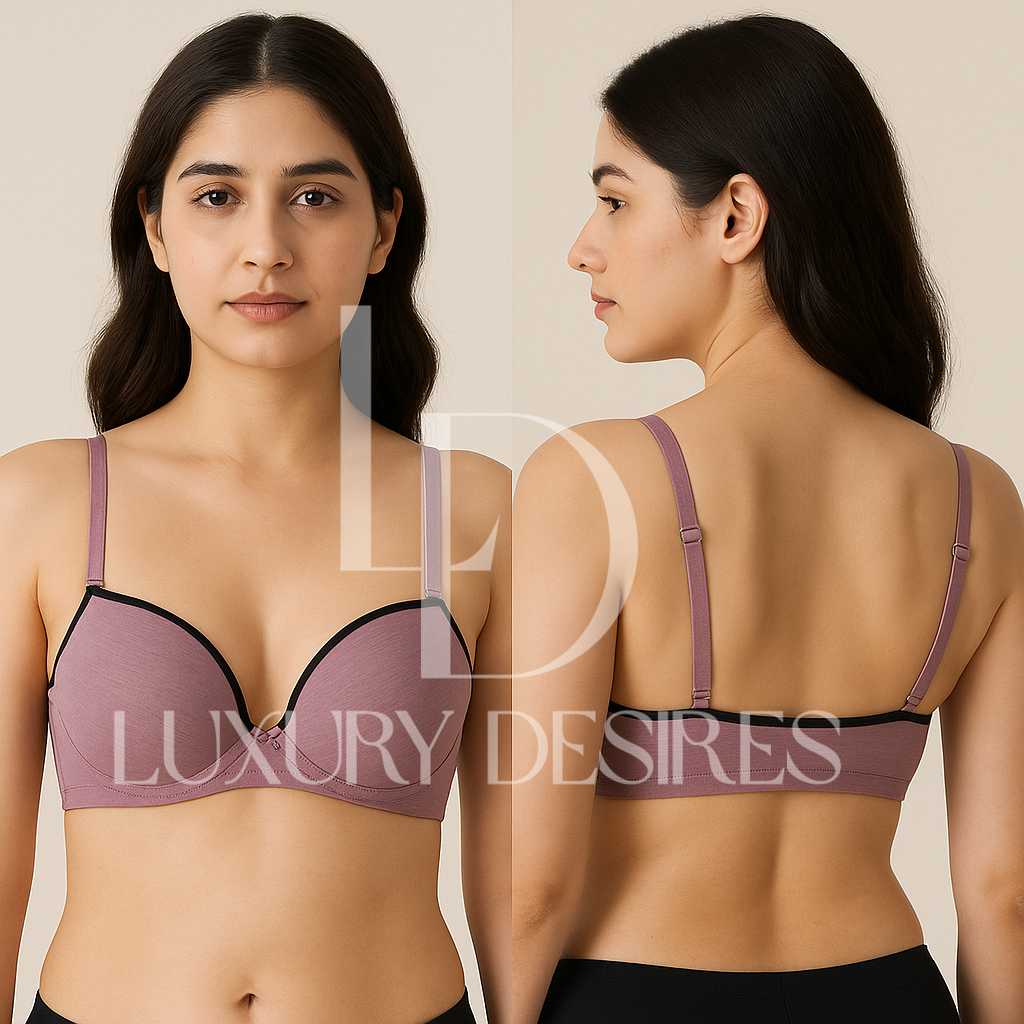 Everyday Cotton Padded Wired Bra - Pink | Luxury Desires