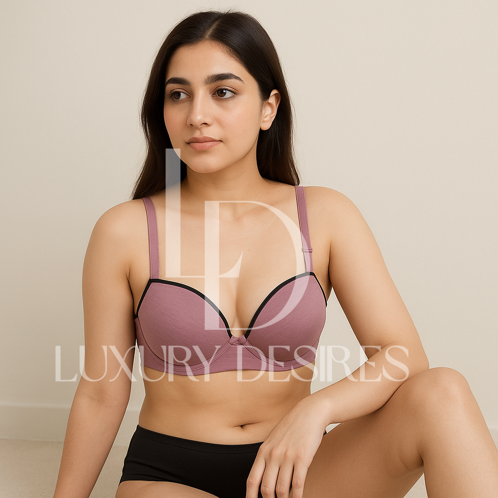 Everyday Cotton Padded Wired Bra - Pink | Luxury Desires