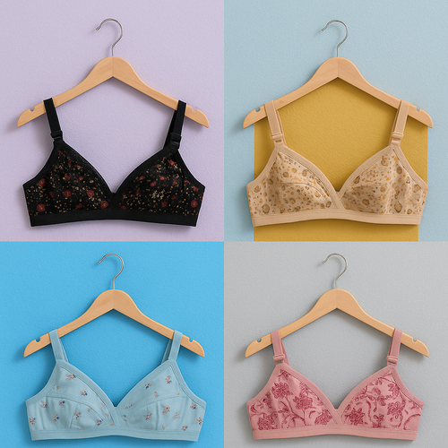 Pack Of 4 - Non Padded Cotton Printed Bras daily wear - Luxury Desires