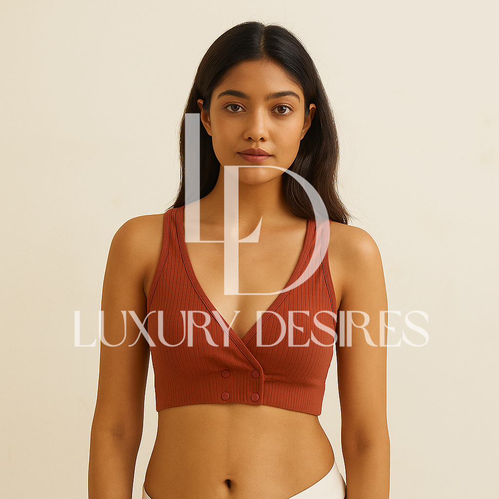 Open Padded Nursing Bra – Front Button, Wireless & Comfy