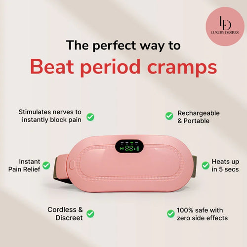 Period Cramp Relief Electric Heating Belt Massager | Luxury Desires